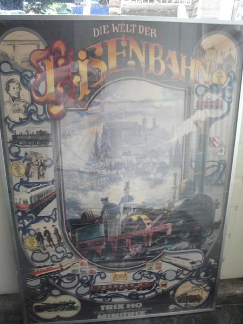 schilderij met treinplaat in mooie lijst, Antiek en Kunst, Curiosa en Brocante, Ophalen of Verzenden