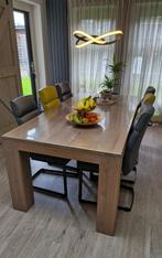 Zeer nette massief eikenhouten eetkamertafel 200x100 cm, Ophalen, Gebruikt, Eikenhout, 200 cm of meer