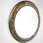 Ronde Spiegel brutalist 60's mid century bronze, Ophalen, Rond, 50 tot 75 cm, Minder dan 100 cm
