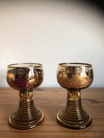 Vintage Gouden Wijnglazen Set, Antiek en Kunst, Antiek | Glas en Kristal, Ophalen of Verzenden