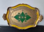 Retro barok/florentijns dienblad goud/groen/geel, 34x50 cm, Ophalen of Verzenden, Gebruikt, Ovaal, Kunststof