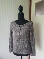 Boho bohemian stijl bruin witte Boysen's top, carmen hals S, Gedragen, Bruin, Lange mouw, Maat 36 (S)