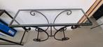Gietijzeren Sidetable met Glas, Ophalen, 50 tot 100 cm, Zo goed als nieuw, Elegant