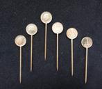 Verzilverde cocktailprikkers van centen - 6 stuks, Verzamelen, Speldjes, Pins en Buttons, Ophalen of Verzenden, Zo goed als nieuw