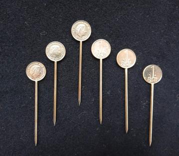 Verzilverde cocktailprikkers van centen - 6 stuks beschikbaar voor biedingen