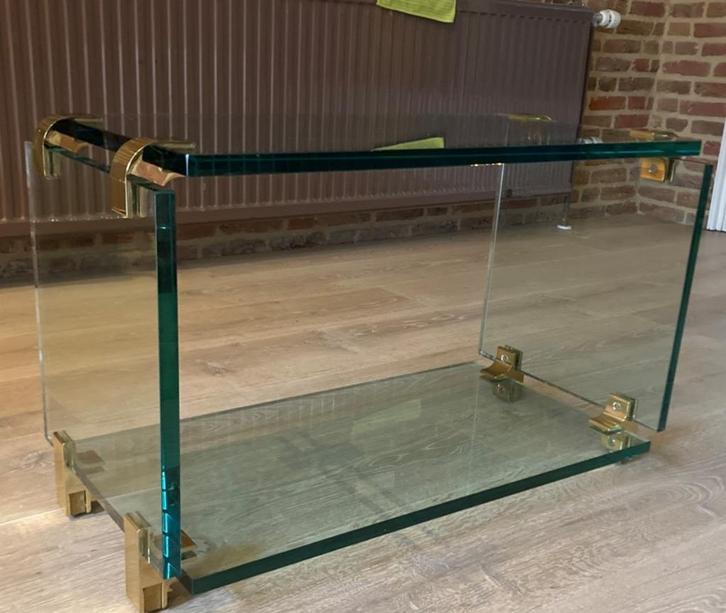 Prachtige design glastafel, salontafel, tv tafel, Huis en Inrichting, Tafels | Salontafels, Zo goed als nieuw, Minder dan 50 cm