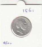 Nederland 1861 halve gulden Willem 3, Postzegels en Munten, Munten | Nederland, ½ gulden, Koning Willem III, Zilver, Ophalen of Verzenden
