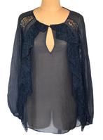 Nolita doorschijnende blousetop, antraciet/zwart, Mt. M, Maat 38/40 (M), Verzenden, Zwart, Zo goed als nieuw