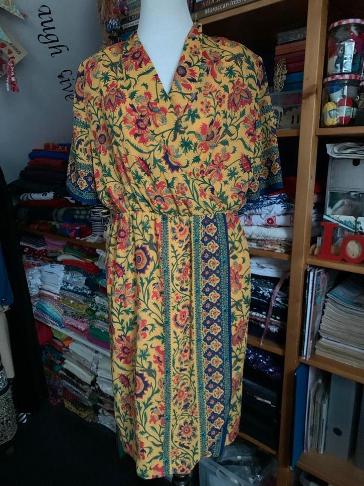 Vintage Gele Jurk Bloemdessin Folklore - Nieuw, Kleding | Dames, Jurken, Nieuw, Geel, Ophalen of Verzenden