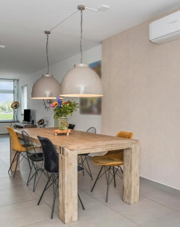 Grote 8 persoons Eettafel Acacia hout, Huis en Inrichting, Tafels | Eettafels, Gebruikt, 100 tot 150 cm, 200 cm of meer, Vijf personen of meer