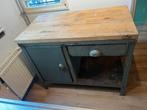 plaatstalen kastblok/werkbank met houten blad, Ophalen, Gebruikt