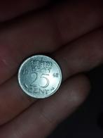 Wilhelmina munt 1948, Postzegels en Munten, Munten | Nederland, Ophalen of Verzenden, Koningin Wilhelmina, 25 cent, Losse munt