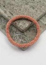 Glaskralen armband - roze en goud - RB158, Overige materialen, Overige kleuren, Verzenden, Nieuw