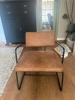 Industriële Fauteuil Cognac - Retro Vintage, Huis en Inrichting, Fauteuils, Ophalen, Minder dan 75 cm, Zo goed als nieuw, Metaal
