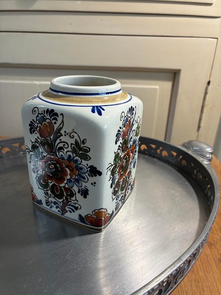 handgeschilderde Delfts polychrome vaas of pot, Ophalen of Verzenden