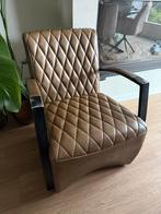 Leren bruine fauteuil met armleuningen, Ophalen, Minder dan 75 cm, Leer, Zo goed als nieuw