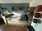 Steigerhouten bed met ombouw en lades (2 stuks), Ophalen, Eenpersoons, Bruin, Steigerhout