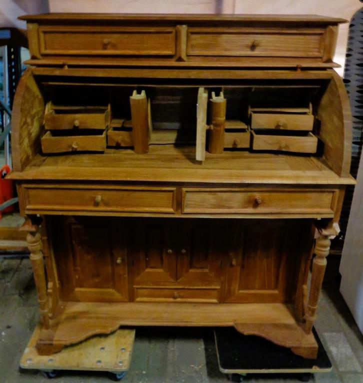 Prachig houten secretaire - ongelakt -, Huis en Inrichting, Kasten | Secretaires, Gebruikt, Ophalen
