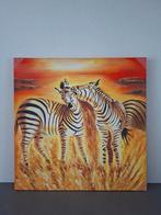 Zebra Schilderij - Zonsondergang, Antiek en Kunst, Ophalen of Verzenden