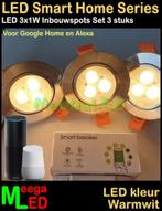 LED WiFi Tuya Smart Home Series Inbouwspots 3x 1W - Ra, Nieuw, Plafondspot of Wandspot, Led, Ophalen of Verzenden
