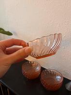 Arcoroc france 7 vintage glazen Rosaline swirl schaaltjes, Ophalen of Verzenden, Zo goed als nieuw, Rond, Glas