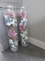 Hoge Vazen met Decoratie Bloemen, Ophalen, Zo goed als nieuw