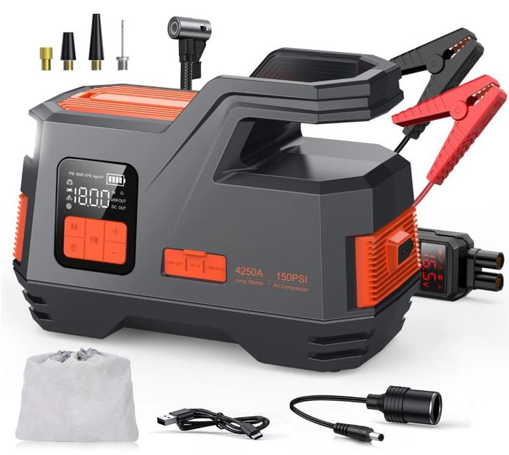 Draagbare Auto Jump Starter met Luchtcompressor, Auto diversen, Auto-accessoires, Nieuw, Verzenden
