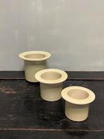 Vintage bloempotten zeegroen 1980 netjes set/3, Gebruikt, Rond, Ophalen of Verzenden, Minder dan 25 cm