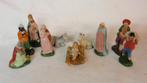 Oude groep kerstbeeldjes terracotta compleet 10 stuks, Diversen, Kerst, Ophalen of Verzenden, Gebruikt