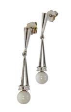 Diamanten parel fraai set 14k gouden dames oorbellen luxe, Sieraden, Tassen en Uiterlijk, Oorbellen, Hangers, Voordeelsieraden