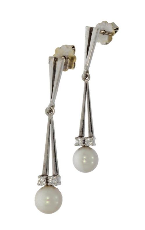 Diamanten parel fraai set 14k gouden dames oorbellen luxe, Sieraden, Tassen en Uiterlijk, Oorbellen, Zo goed als nieuw, Hangers