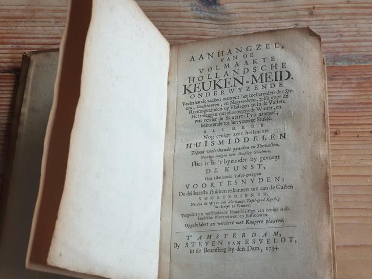 1e Nederlandse kookboek 1754 18e eeuw, Antiek en Kunst, Antiek | Boeken en Bijbels, Ophalen of Verzenden