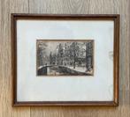 Kleine prent Amsterdamse gracht van Louis Landré, Antiek en Kunst, Kunst | Etsen en Gravures, Ophalen of Verzenden