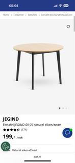 Ronde Eettafel JEGIND JYSK Eiken/Zwart, Huis en Inrichting, Ophalen, 100 tot 150 cm, Nieuw, Eikenhout
