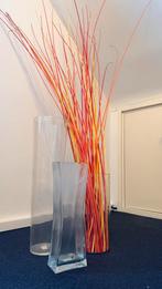 3 grote vazen en siertakken, Huis en Inrichting, Woonaccessoires | Vazen, Ophalen, Overige kleuren, Minder dan 50 cm, Glas