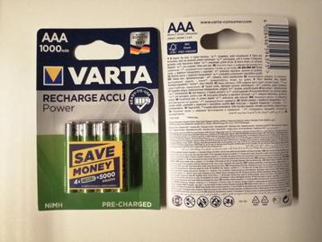 Varta AAA Recharge Power 1000mAh oplaadbare batterijen (4st) beschikbaar voor biedingen