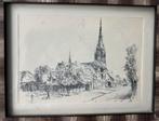Antieke prent uitzicht op een historische straat, Ophalen of Verzenden