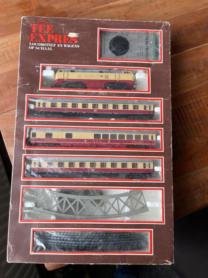 Hema TEE Express Treinset - Compleet!, Hobby en Vrije tijd, Modeltreinen | H0, Gebruikt, Treinset, Gelijkstroom, Overige merken