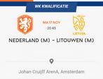 Nederland - Litouwen 1 ticket vak 427, Tickets en Kaartjes, Losse kaart, Eén persoon, November, Nederlands elftal