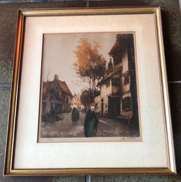 Ingekleurde ets door Alfred van Neste gelimiteerde oplage beschikbaar voor biedingen