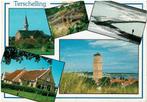 Ansichtkaart Terschelling. Kerk, Brandaris, Eilandwoning, Verzamelen, Ophalen of Verzenden, 1980 tot heden, Gelopen, Waddeneilanden