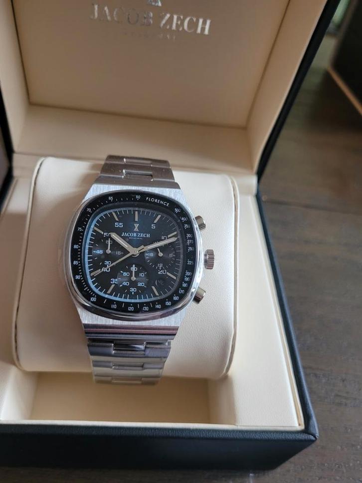 Jacob Zech Florence horloge t.w.v € 399 NIEUW!, Sieraden, Tassen en Uiterlijk, Sporthorloges, Nieuw, Android, Zwart, Waterdicht