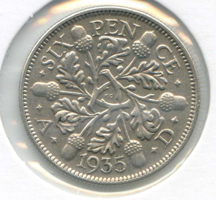 Groot-Brittannië 6 Pence 1935 PR- (XF-), Postzegels en Munten, Munten | Europa | Niet-Euromunten, Overige landen, Zilver, Verzenden