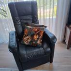 Stoel , zwart leer uitklapbaar, Huis en Inrichting, Fauteuils, Ophalen, Zo goed als nieuw, Leer