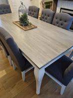 grote tafel en 8 stoelen massief hout - landelijk, 200 cm of meer, 100 tot 150 cm, Landelijk, Rechthoekig