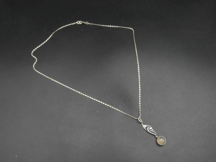 Mooie antieke zilveren halsketting met hanger, Sieraden, Tassen en Uiterlijk, Antieke sieraden, Hanger, Zilver, Ophalen of Verzenden