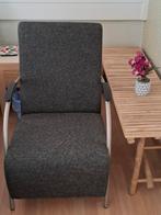 Antracietgrijze fauteuil met limoenkleurige tint, Huis en Inrichting, Fauteuils, Ophalen, Minder dan 75 cm, Zo goed als nieuw
