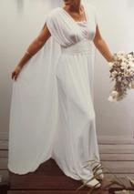 Zijden trouwjurk oud-Griekse stijl, Couture, Galajurk, Wit, Zo goed als nieuw