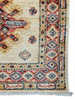 Handmade oosters tapijt loper Kazak afghanistan wol 81x216cm, Huis en Inrichting, Crème, Kazak Afghan medallions crème lichte kleuren