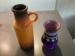 2 vintage vazen oranje en paars, Ophalen of Verzenden